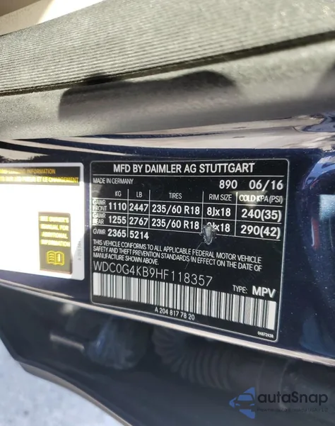 2017 Mercedes-Benz Glc 300 4Matic z USA, uszkodzony, nr VIN WDC0G4KB9HF118357